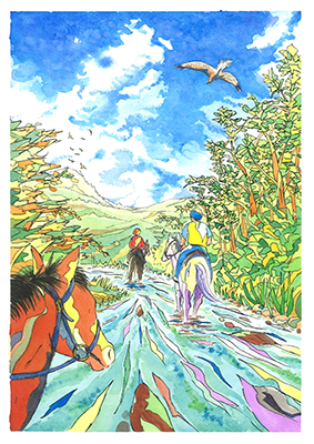 「騎乗の夏景色」画像